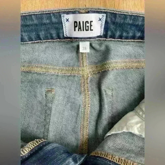 PAIGE Denim Jeans Hoxton Ankle Size 28 Medium Blue Frayed Hem Distressed - Picture 6 of 12